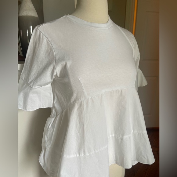 NWT Love Notes white ruffle baby doll tee top S - Picture 4 of 5